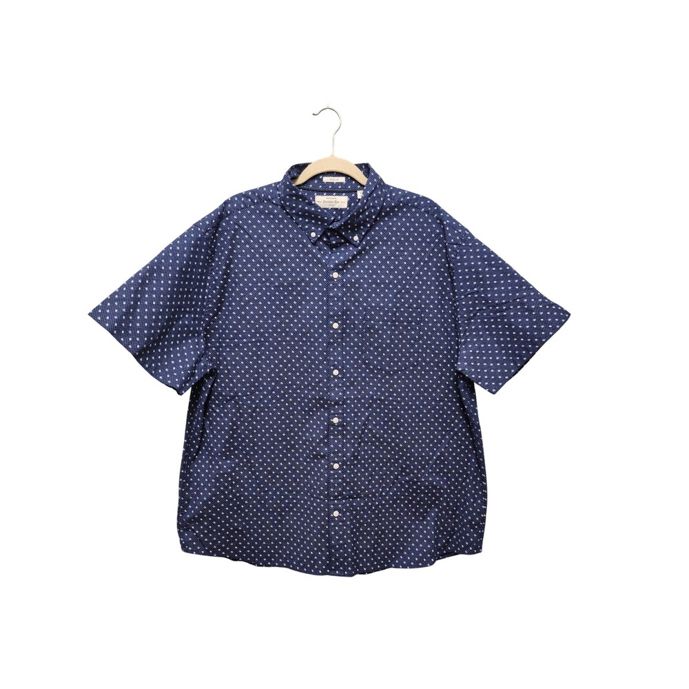 Hawker Rye Mens XXL Short Sleeve Stretch Oxford Button Down Shirt Navy Print